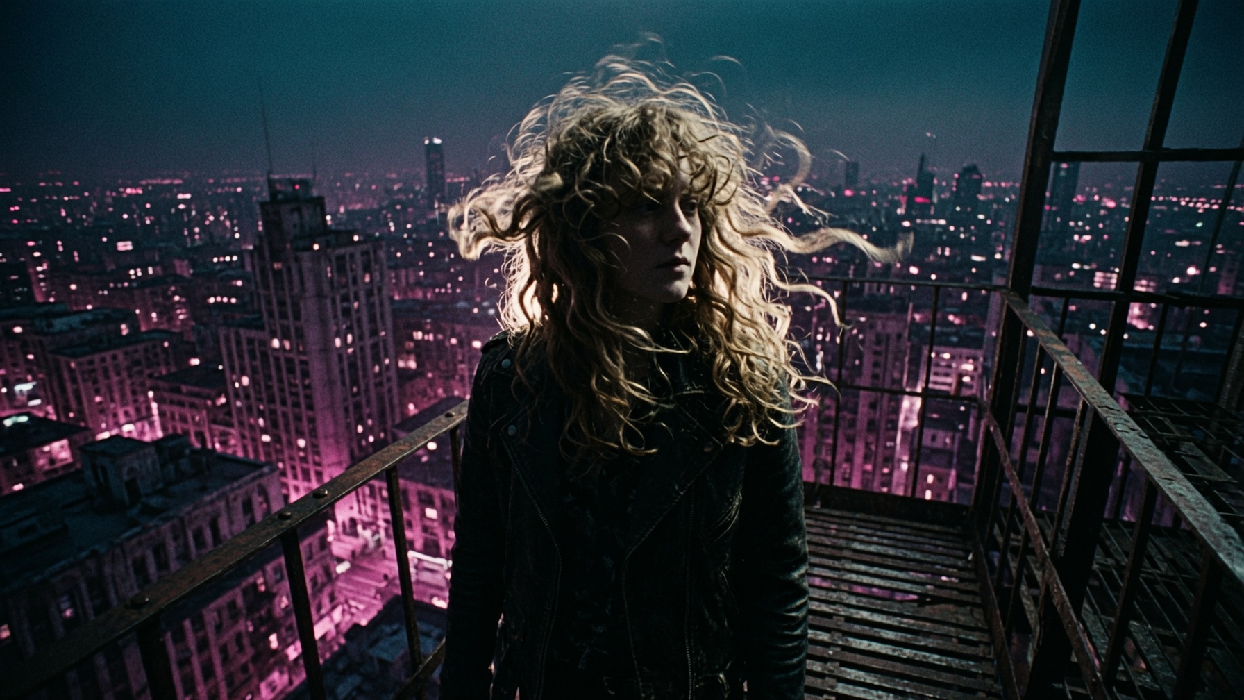 LI BLACK in the wind, hair across face